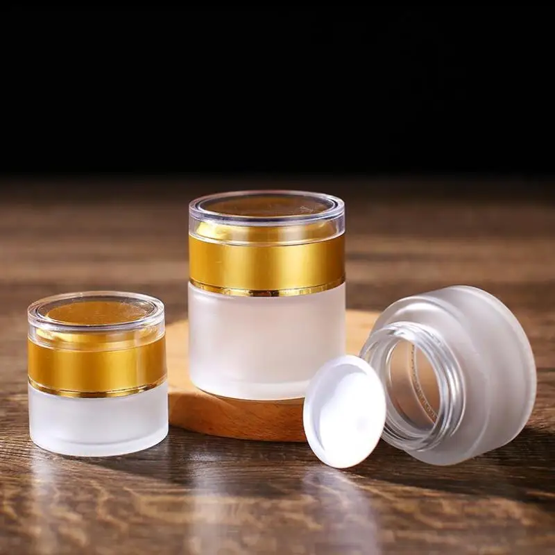 

Frosted Glass Cream Jar Round Cosmetic Jars Hand Face Cream Bottle 20g-30g-50g Jars with Acrylic Cap PP liner LX2978