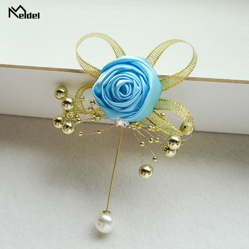 Meldel Men Suit Boutonniere Corsage Pin Flowers Artificial Wedding Corsages and Brooches Wedding Witness Prom Marriage Corsages