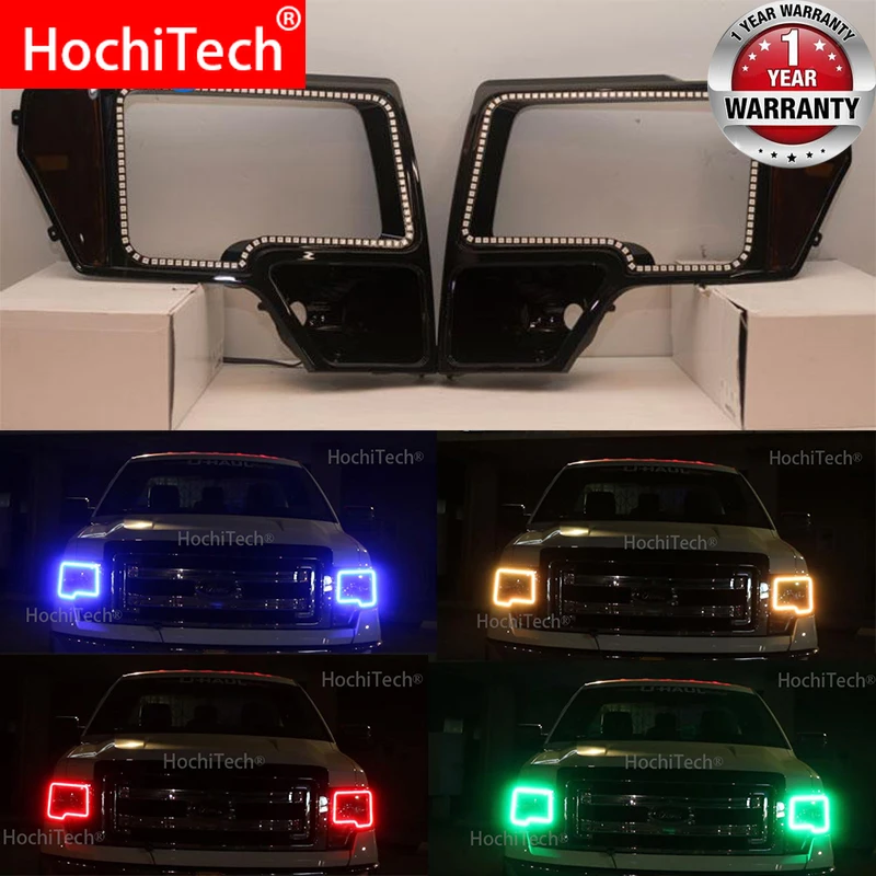 

For Ford F-150 F150 2009-2014 Car RGB Multi-Color LED Angel Eyes Halo Ring Light Kit Wireless Remote Control