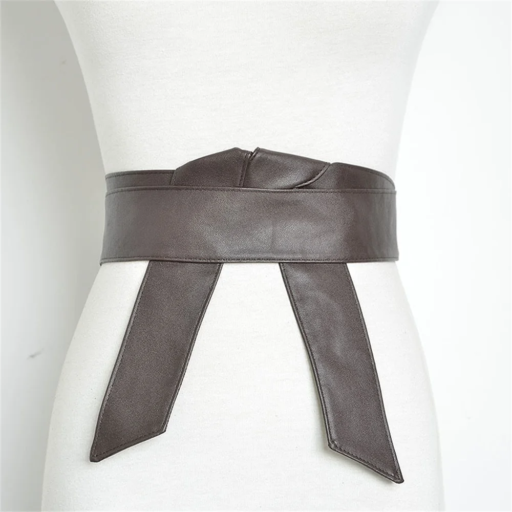 Women Belt Bowknot Belts for Women Longer Lace Up PU Leather Waistband Waist Band Ladies Dress Decoration Clothing Accessories