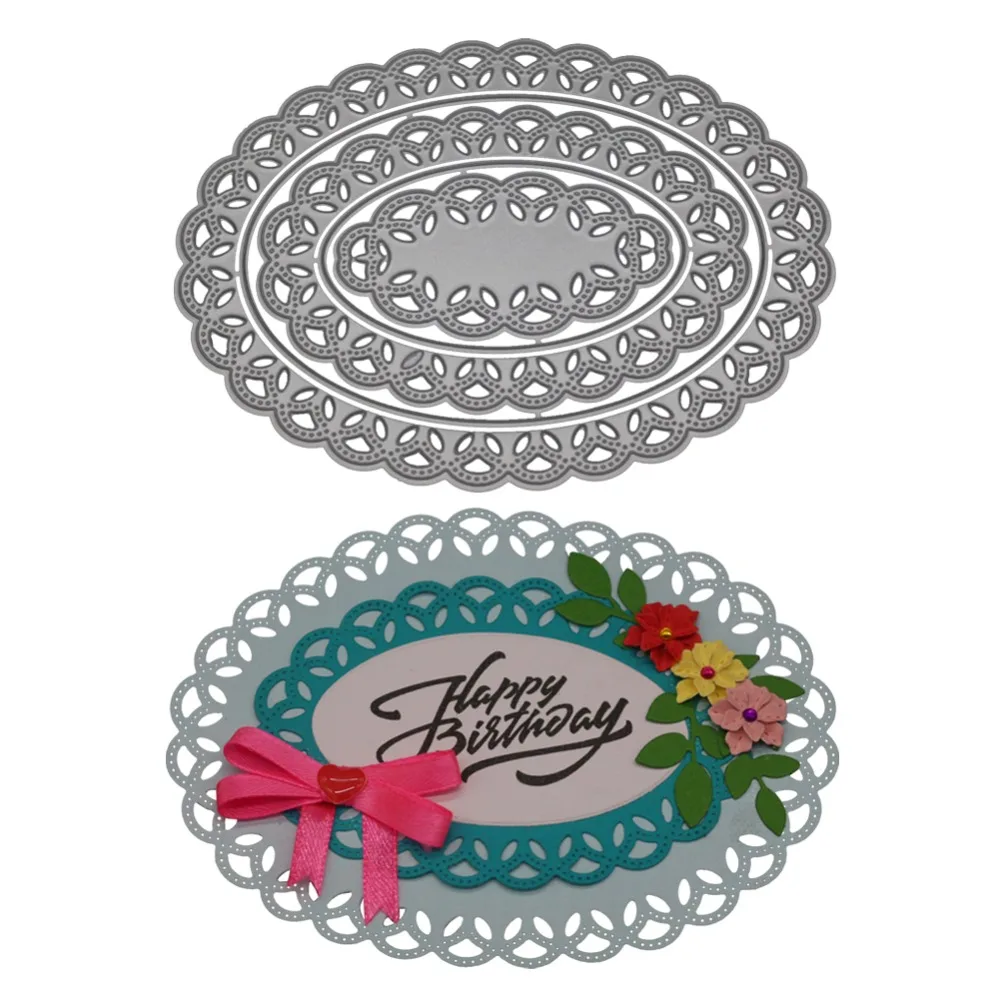 Oval Frame Sets Cut Die Mold Metal Cutting Dies Lace Decoration Scrapbook Embossing Paper Craft Knife Mould Blade Punch Stencils