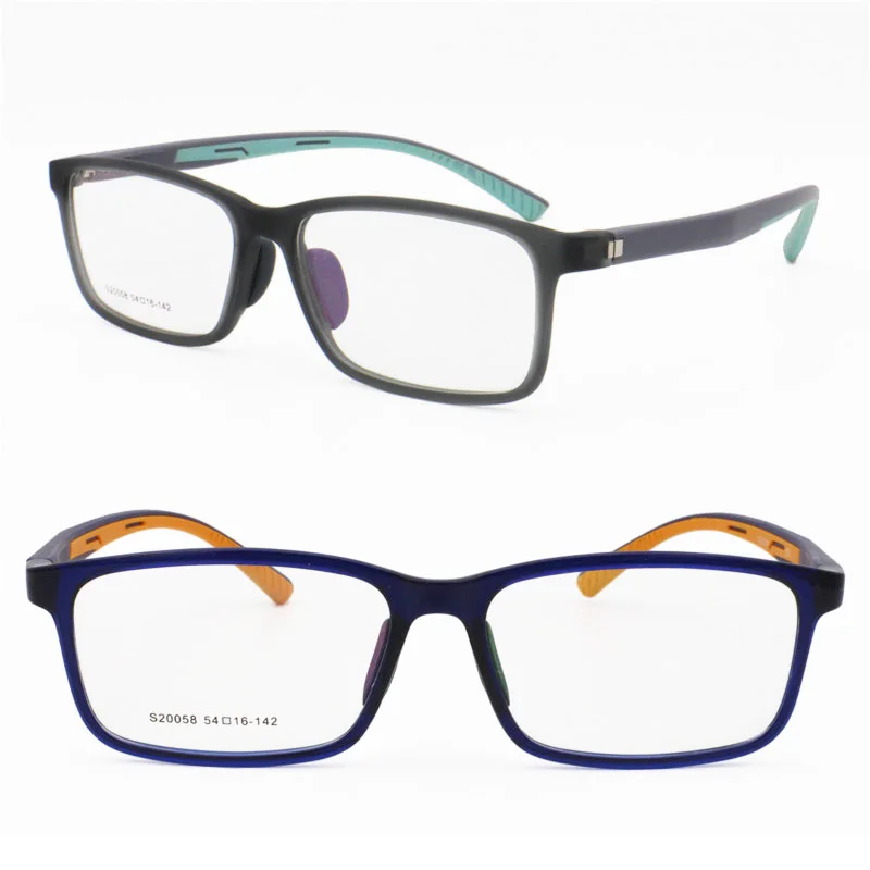 New arrival light weight square shape full-rim sporting bicolor non-slip slicone temple prescription glasses for boy