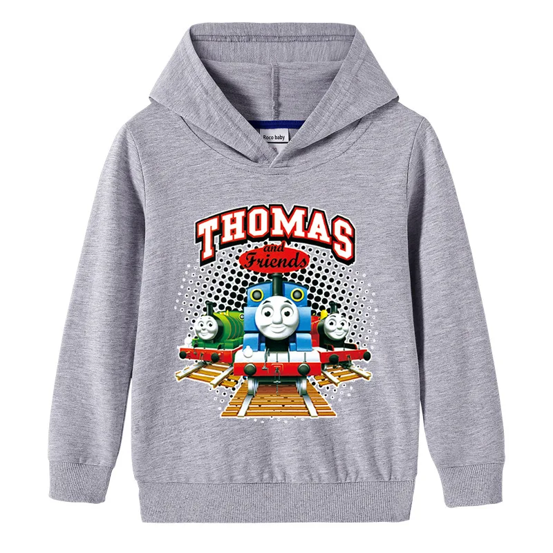 Thomas and Friends fashion cartoon boys pure cotton hooded sweater children\'s baby pullover tops children\'s sweater clothes