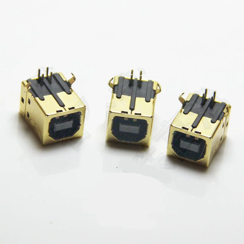 20PCS/100Pcs USB B Type 3U Gold plated Jack Connector Printer Port Female Socket Right Angle PCB Connector