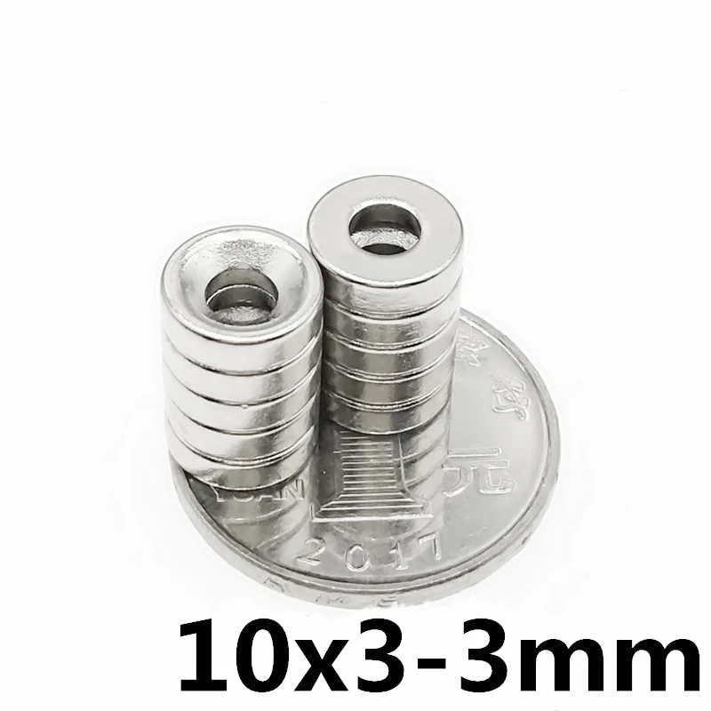 50/100/200 pcs  10x3-3 Neodymium Magnet 10x3 mm Hole 3mm N35 Round Super Strong Countersunk Permanent Magnetic Magnets 10*3-3 mm