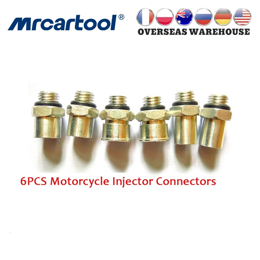 MRCARTOOL 6PCS Car Motorcycle Fuel Injector Connectors V308 Injector Tester Adaptor For HONDA YAMAHA Kawasaki AUTOOL CT150 CT160