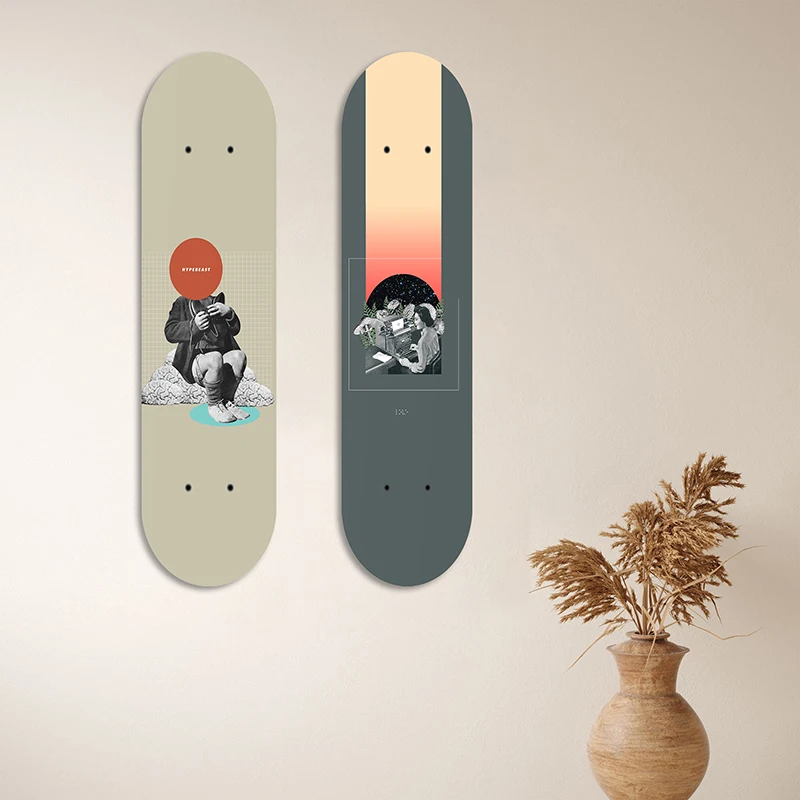 Creative Decorative Skateboard Art Maple World Famous Plaques Collection Funny Pop Skate Deck Mural for Bar Pub Room Wall Decor