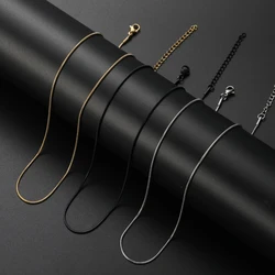 Low Price Width 1.2MM 316L Stainless Steel Plated Gold Black Snake Chain Necklace Fit Pendant Length 45+5CM Drop shipping