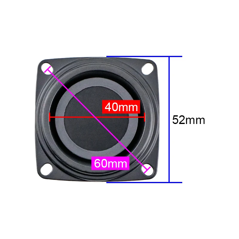 SHEVCHENKO 2 인치 52mm 베이스 라디에이터 패시브 진동 필름 철판 진동 방사선 분지 스피커 Diy 52*52mm 2 개