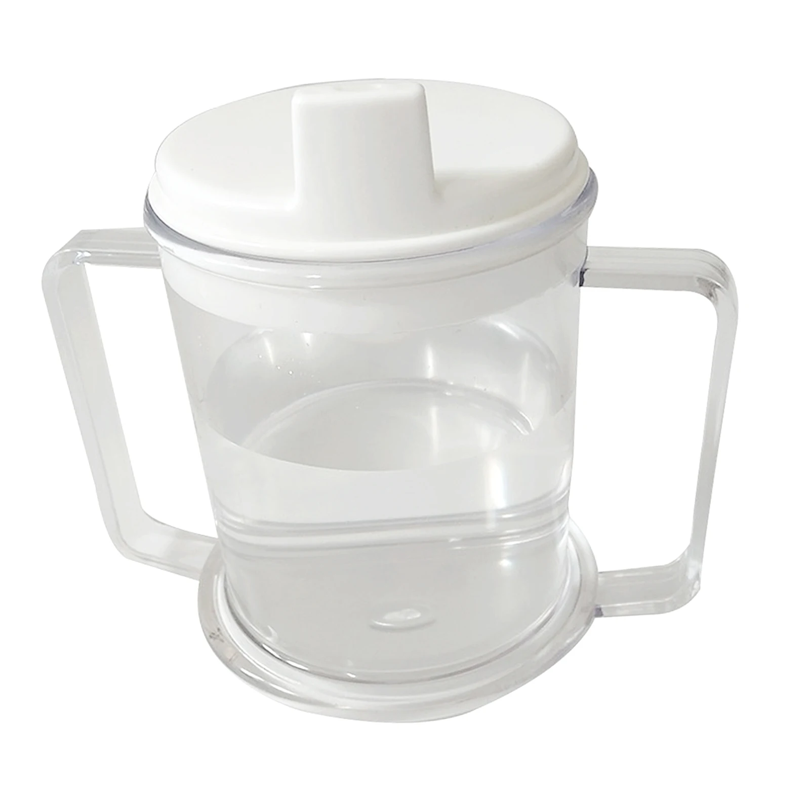 Wide Base Two Handled Mug with Lid, 10oz Sippy Cup Mug, Independent Drinking Aid Cup