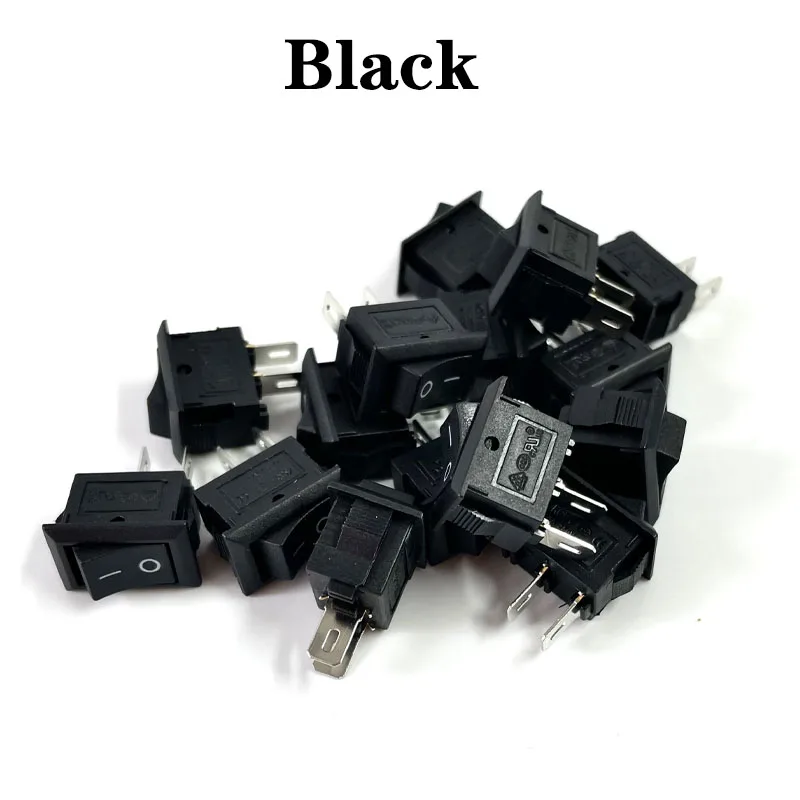 15pcs Mini Rocker Switch SPST Black and Red Snap in Switches Button AC 250V 3A / 125V 6A 2 Pin I/O 10*15mm On-off Switch Rocker