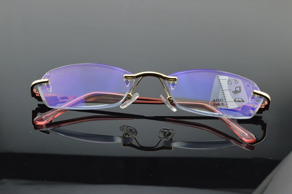 Diamond Cutting Titanium Alloy Ladies Women Fashion Progressive Multifocus Reading Glasses Add 75 100 125 150 175 200 to 400