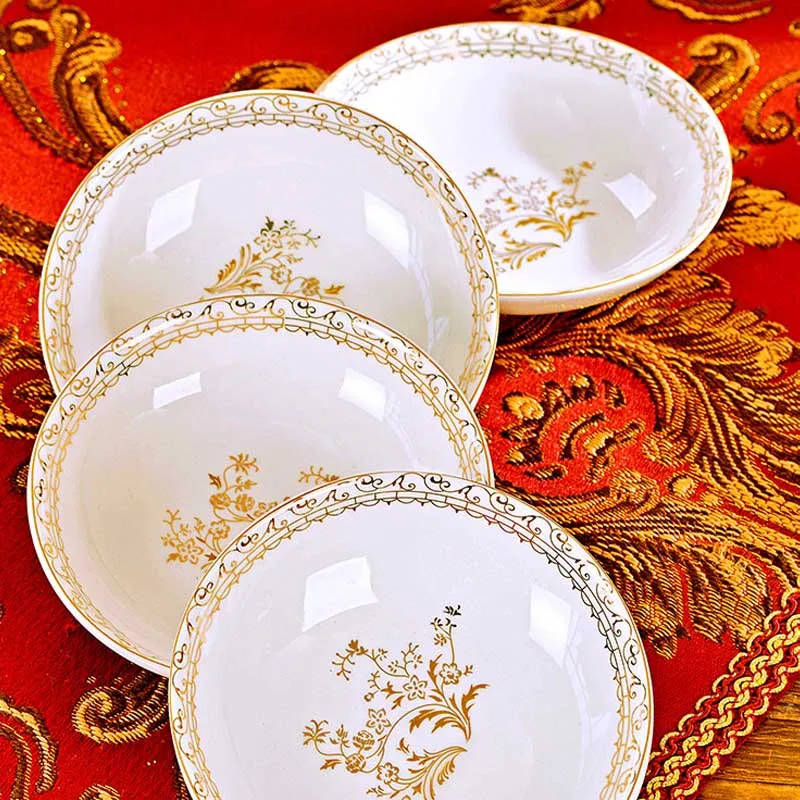 60 Heads jingdezhen ceramics chinese dishes dish set Tableware посуда Soup Bowl Salad Noodles Bowl Plate Dinnerware Sets