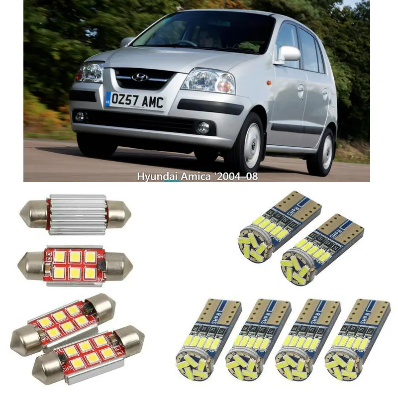 

Interior led Car lights For Hyundai amica atoz mx atos prime mx hatchback coupe gk bulbs for cars License Plate Light 6pc