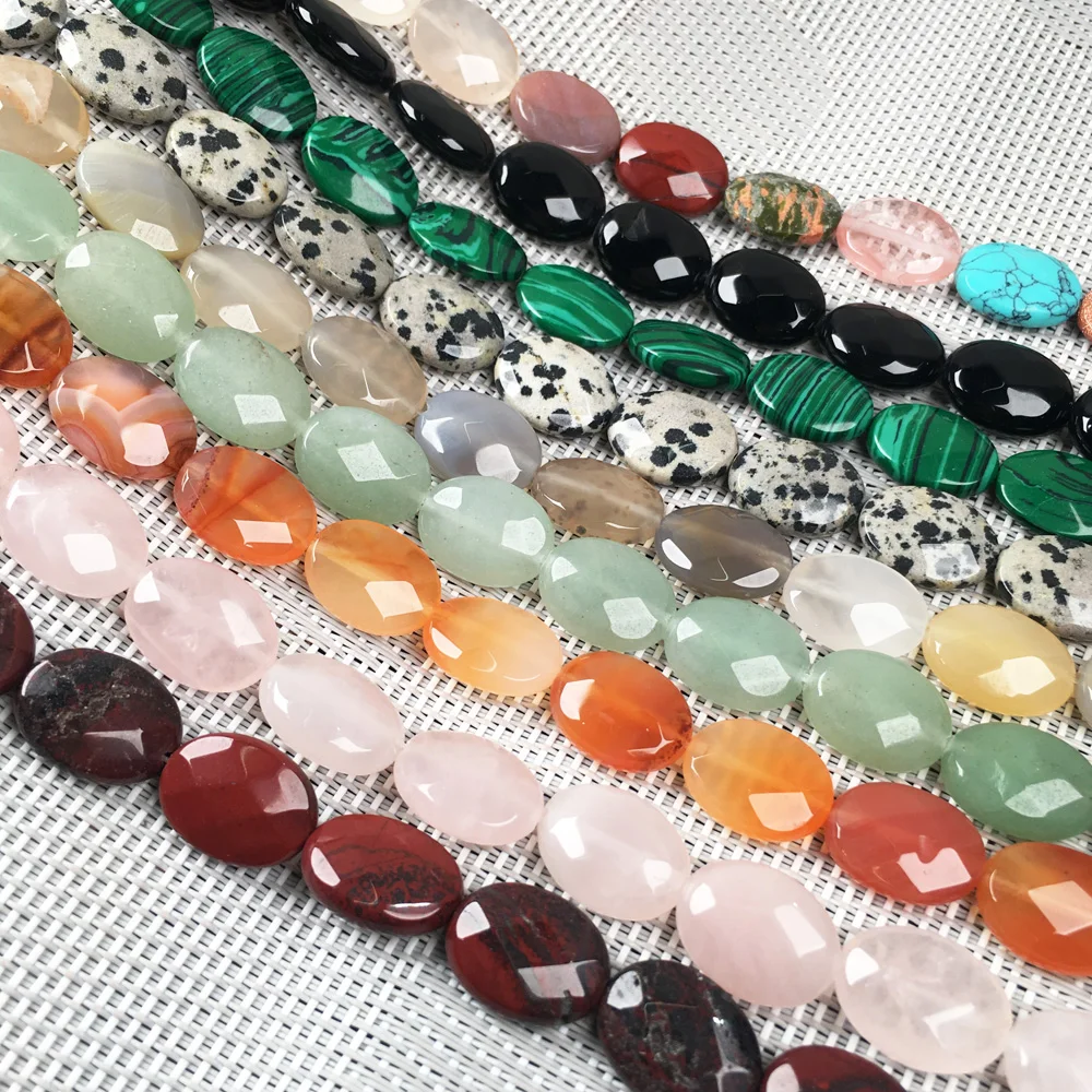 Natural Stone Oval shape Faceted Beading Agates crystal Scattered beads For jewelry making DIY Necklace Bracelet Accessories