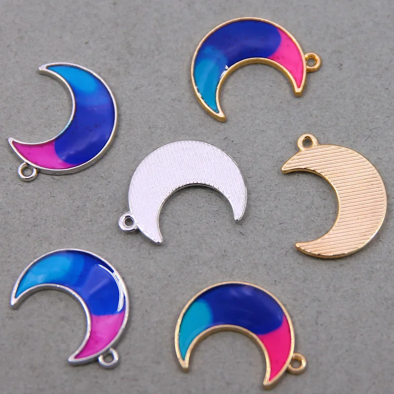 6pcs 22*17mm Enamel Crescent Moon Charms for Necklaces Pendants Earrings DIY 3 Color Star Charms Jewelry Making Accessories