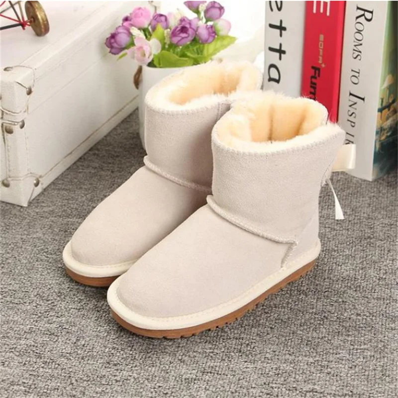 Australian Hot Sale Children 100% Genuine Leather Fashion Girls Boys Winter Snow Boots For Warm Winter flat Shoes baby boots