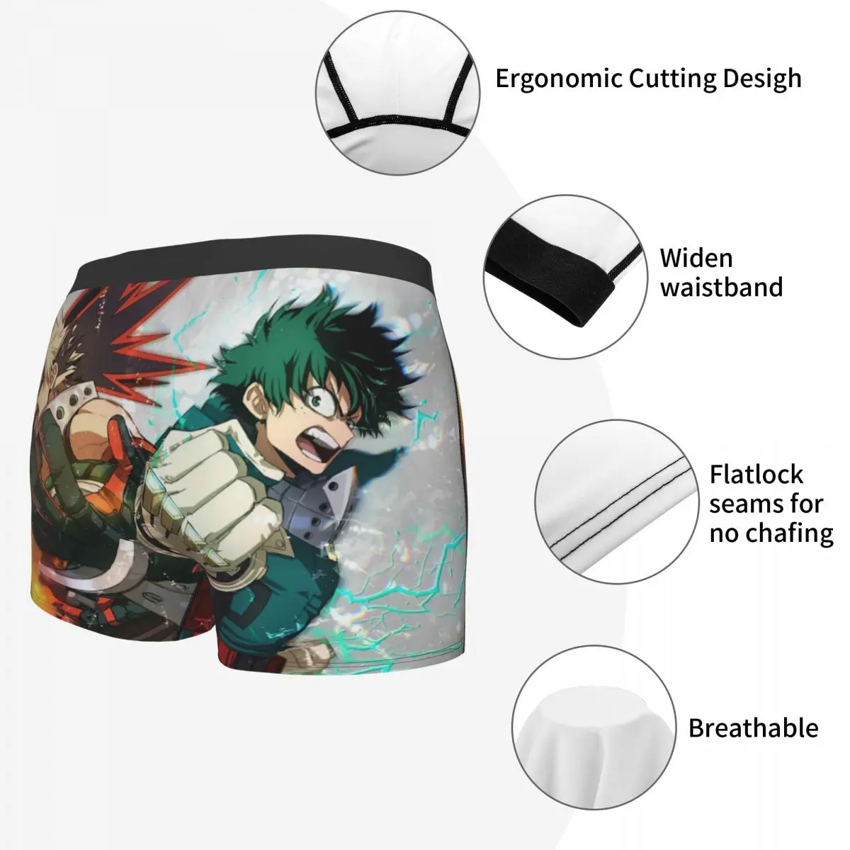 Anime, meu herói academia cuecas breathbale calcinha masculina cueca impressão shorts boxer briefs