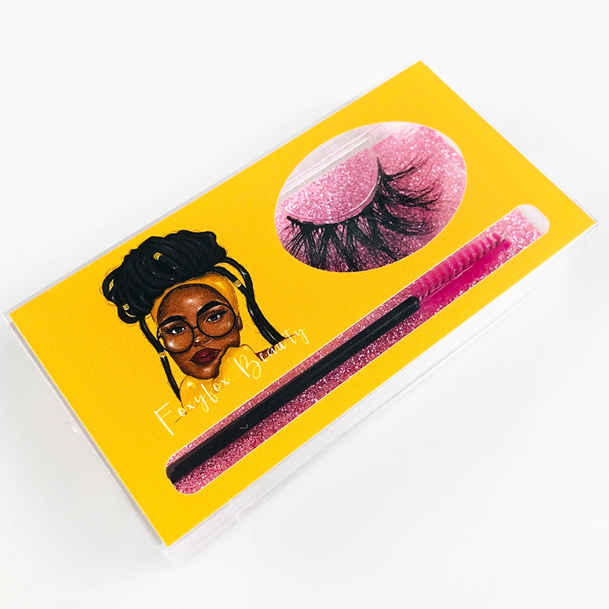 Wholesale Eyelash Plastic Boxes Package Custom 25mm Lashes Box Packaging Brand Logo With Brush For Gift Salon Eye-lash Cases