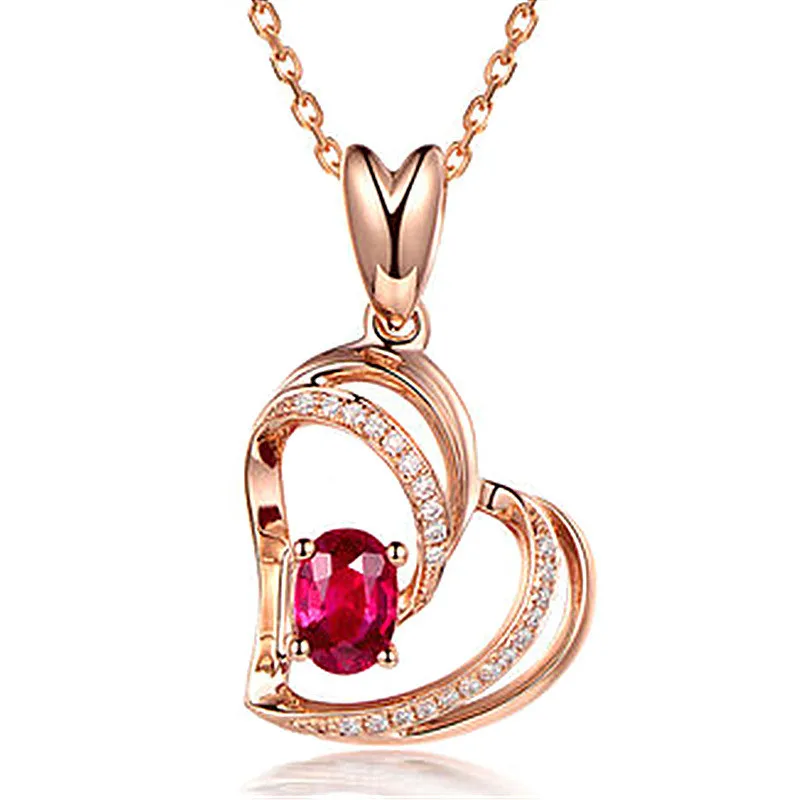

Trendy Rose Gold Chain Necklace For Women Jewelry Classic Crystal Heart Pendant Necklace Girl Bride Wedding Accessories Female