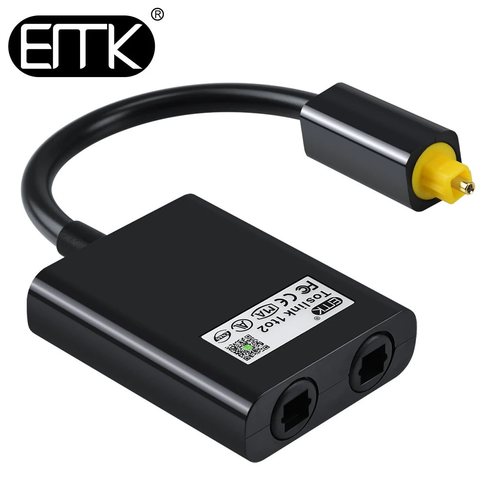 EMK Optical Splitter Cable Optical Audio Cable 2-Way Digital Toslink Splitter Cable 1 in 2 Out SPDIF Cable for Speaker TV DVD