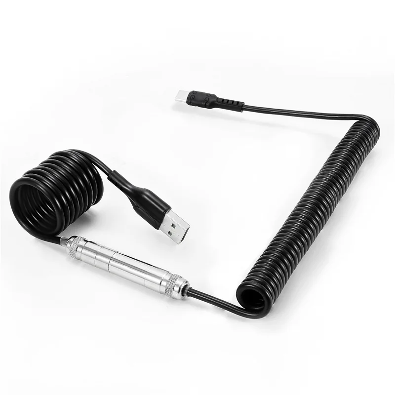 Customized DIY Aviation Plug Type-C Interface Data Cables Mechanical Keyboard Telescopic Spring High Elastic Lengthened