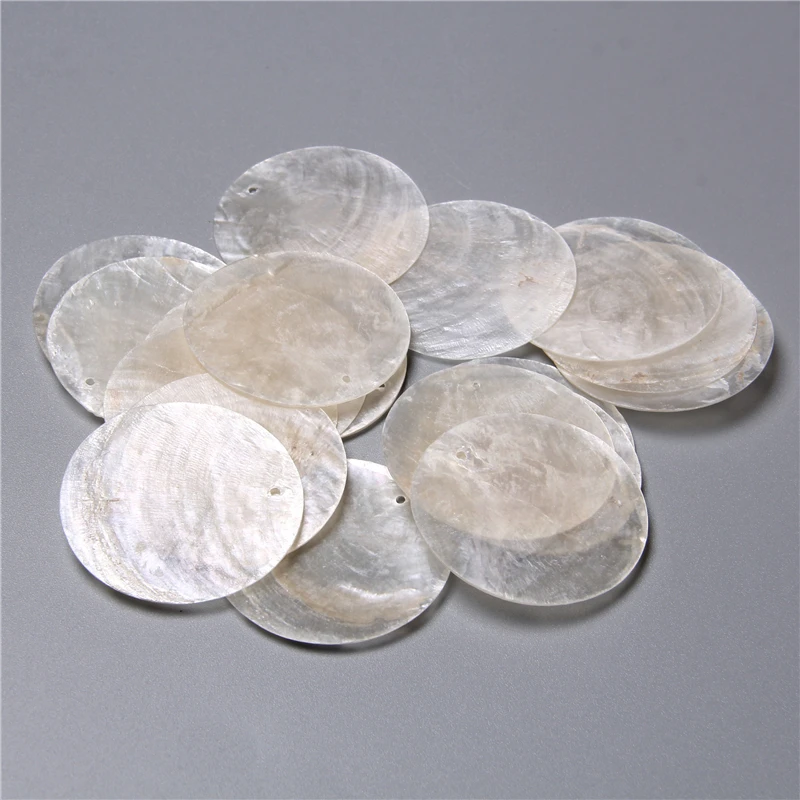 Natürliche transparente runde Muschelstücke für die Schmuckherstellung, Ohrringe, lose Bulk-Muschel-Charm-Perlen, Zubehör, handgefertigter Schmuck zum Selbermachen – Detail 13