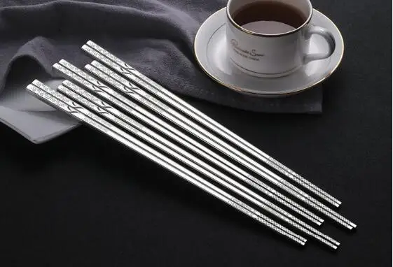 new 304 stainless steel chopsticks square non - slip non - hot restaurant chopsticks