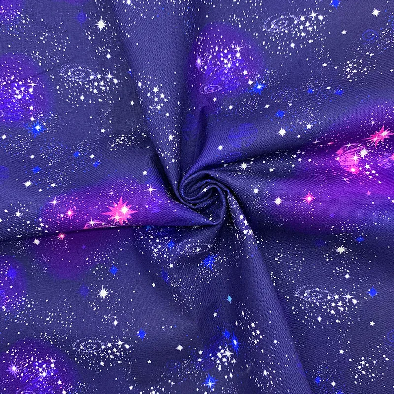 Beautiful Blue Universe Star 100%Cotton Fabric Digital Printing Woven Pillow Fabric Sewing Material Diy Dress/Table Cloth