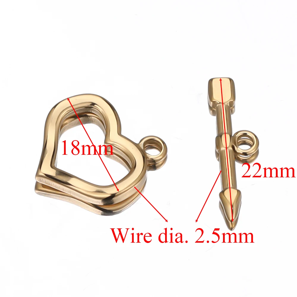 4 Sets Edelstahl-OT-Verschlüsse, Knebelverschlüsse für DIY-Schmuckherstellung, Herz-Halsketten-Verbinder, Bastelzubehör für Armbänder – Detail 3