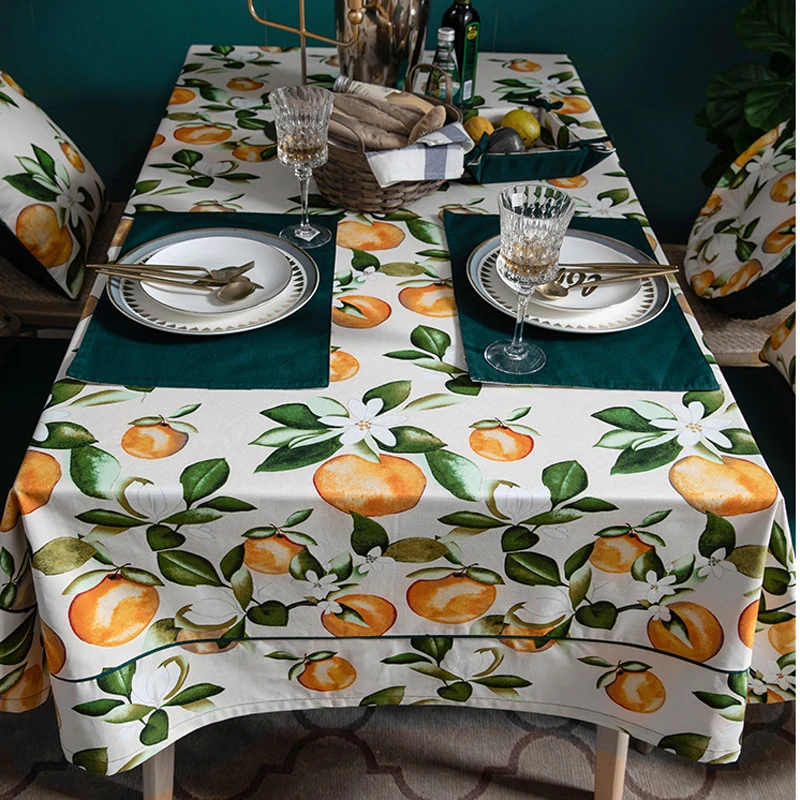 

Comfortable Cotton Printing Light Luxury Household Table Cloth Rectangular Smooth Table Cloth Birthday Party Layout Table Cloth