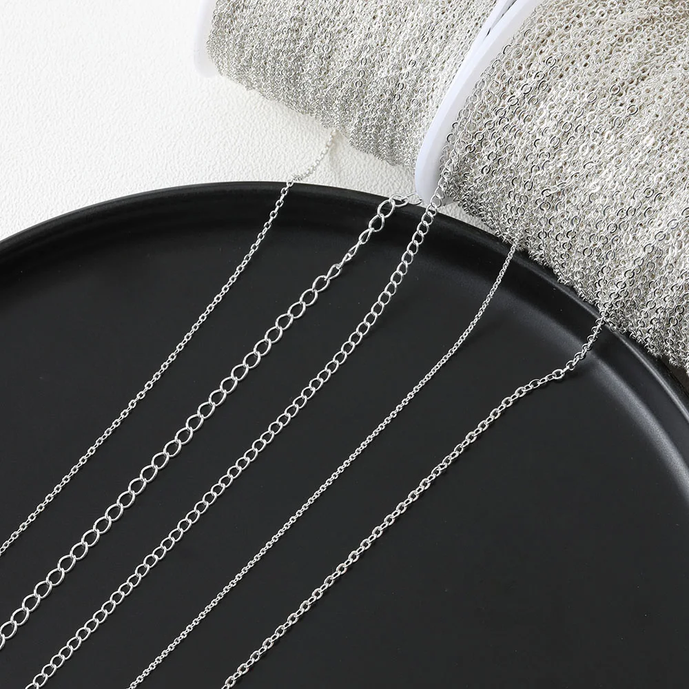 1Meter 925 Silver Plated Chains Bracelet Brass Chain for Jewelry Making Necklace Diy Earrings Supplies Hand Made Accessories 39