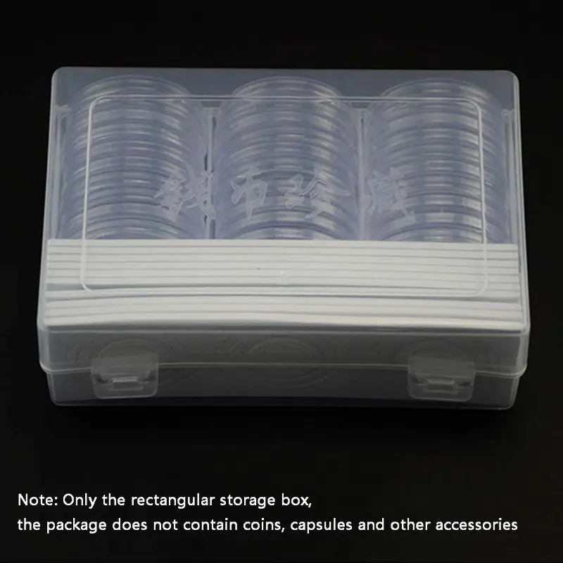 3 Slots Rectangular Plastic Storage Box Collectible Coin for Case Storage Container Fit for 48pcs 40mm / 45pcs 46mm Coin