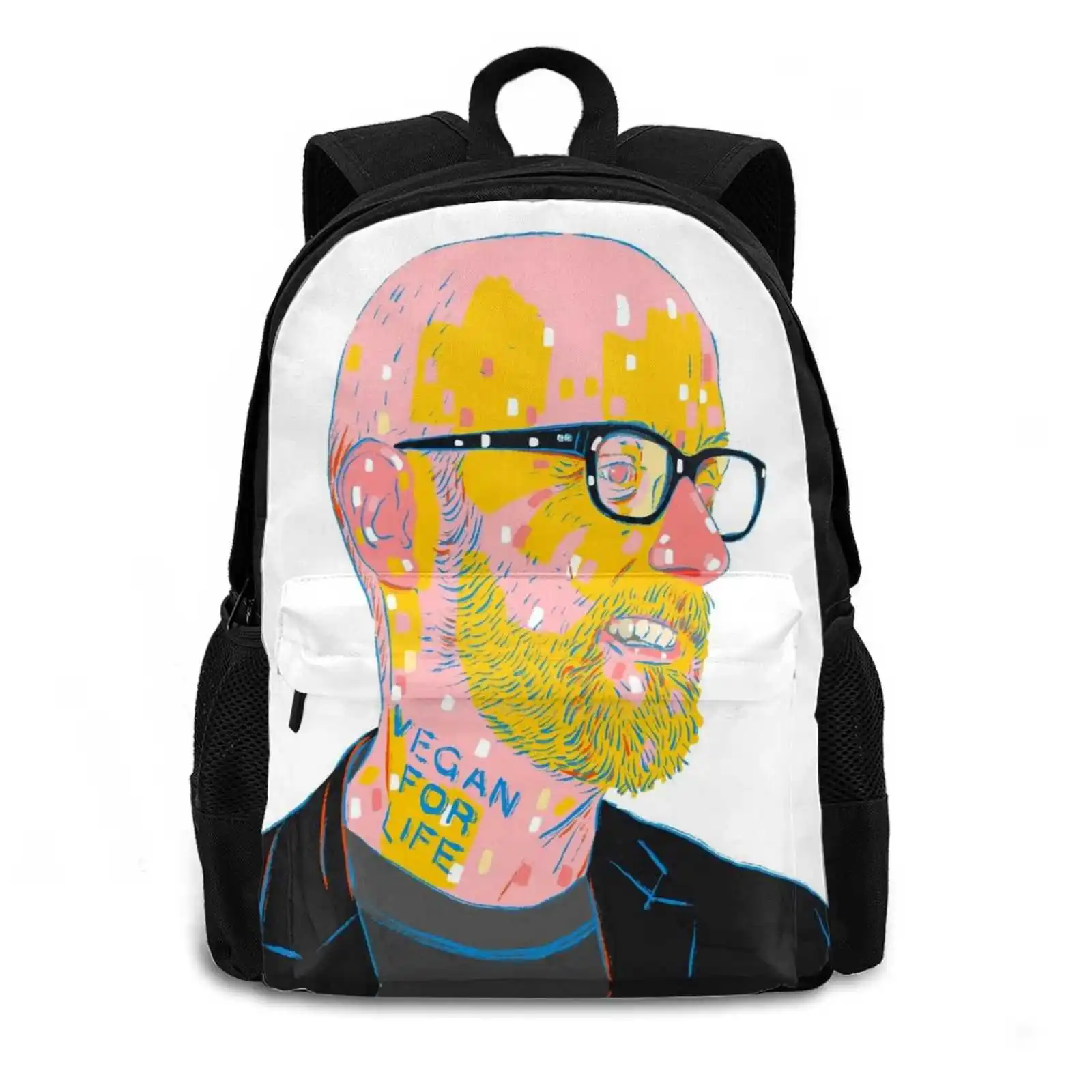 Bag Backpack For Men Women Girls Teenage Black Musician Portrait Fit Square Procreate Fresco