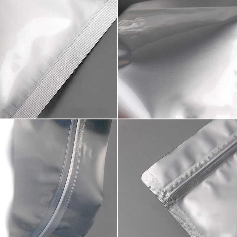 Bolsas Ziplock de fondo plano de papel de aluminio, bolsa gruesa de almacenamiento de alimentos, sellador al vacío, embalaje de alimentos, té, evita