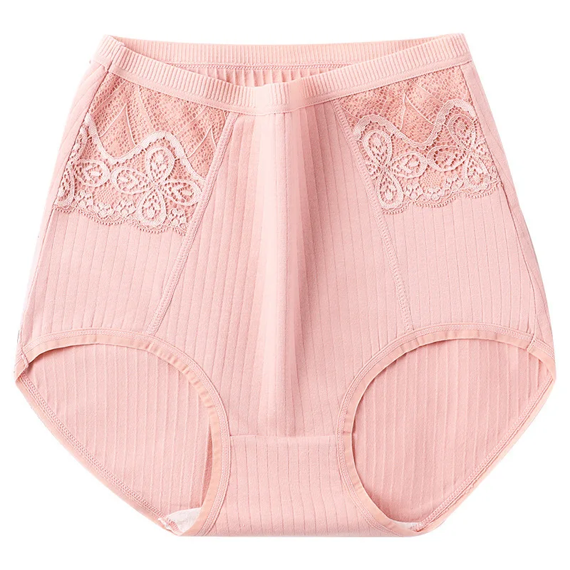 

XL~6XL High-waisted Underwear Women Cotton Plus Size Lace-trimmed Women Briefs Lingerie Briefs Antibacterial Underpants Female