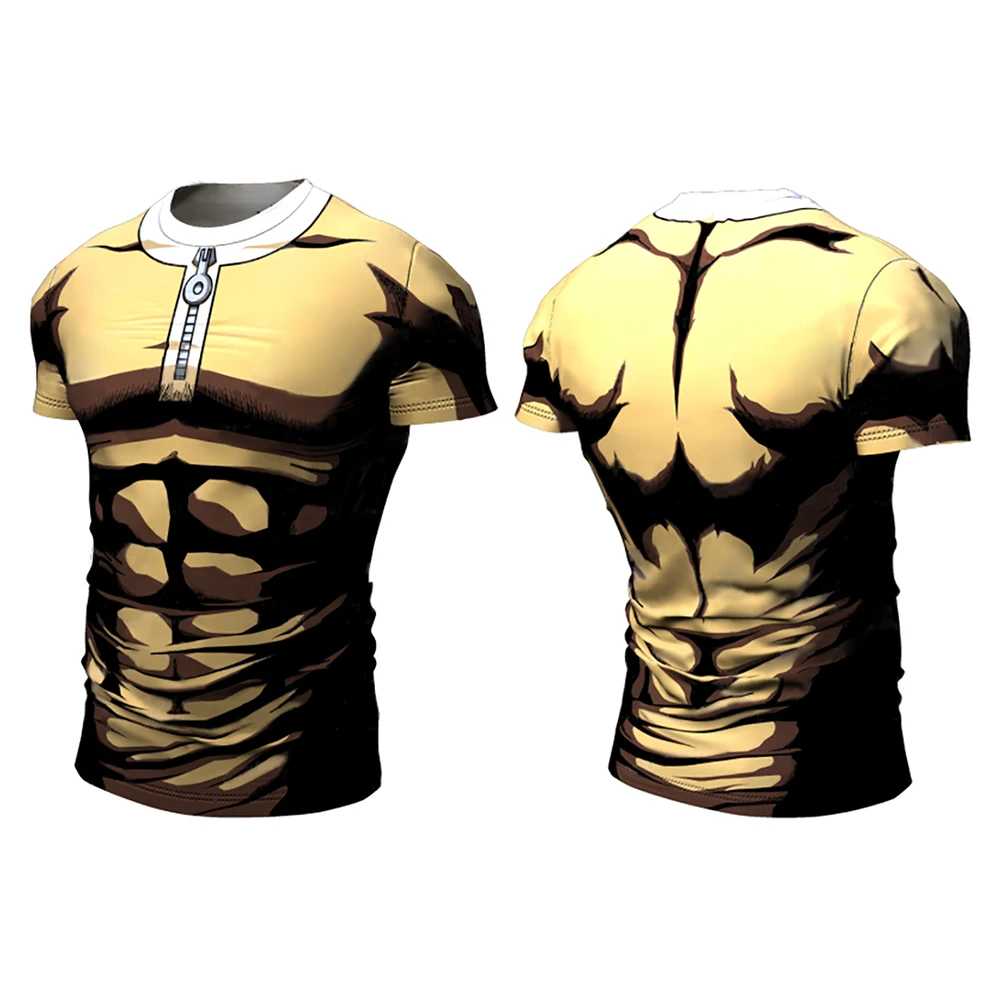 One Punch Man New Clothing fitness Running t shirt men O-neck t-shirt cartoon bodybuilding Sport shirts tops gym men t shirt