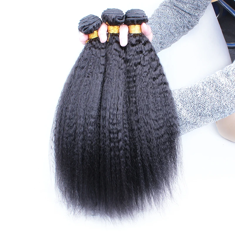 Kinky Straight Hair Brazilian Hair Weave Bundles Natural Color Coarse Yaki Human Remy Hair Extension Dolago 2 Or 3 Bundles