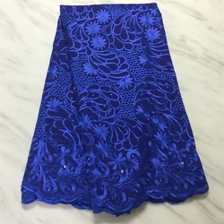 Royal Blue African Lace Fabric New Style Swiss Voile Lace In Switzerland With Stone Nigerian Mesh Cotton Lace Fabric KPL21141