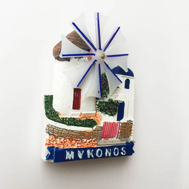 Greek Aegean Mykonos Island Windmill House Fridge Magnet Tourist Souvenirs Magnetic Refrigerator Stickers Home Ornaments