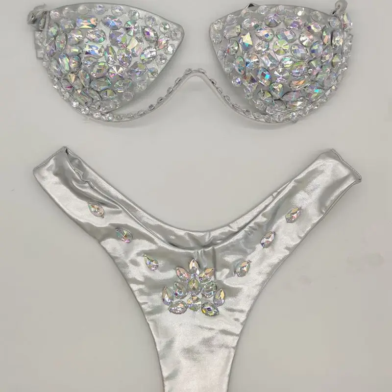 

2020 venus vacation sexy women bikini set rhinestone diamond swimwear hot bling stones summer bathing suit swimsuit biquini