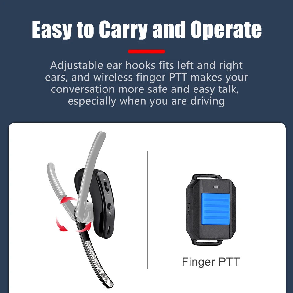 Imagem -06 - Auricular Compatível com Bluetooth Walkie Talkie Fone de Ouvido com Dedo sem Fio Ptt Apto para Motorola Baofeng Uv5r Uv82 Retevis-eek013