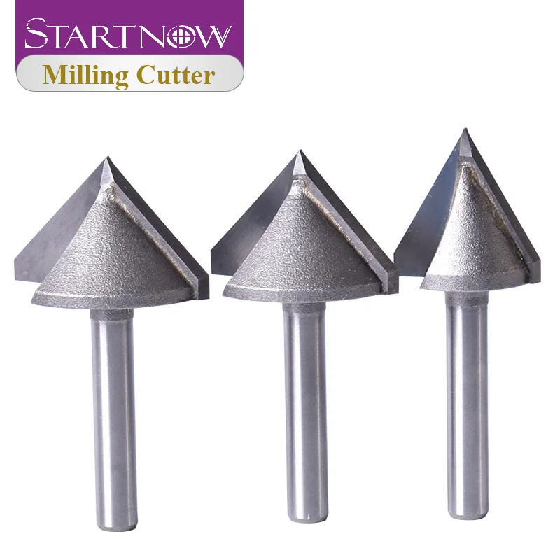 Startnow 5PCS 3D Router Bits 60 90 120 Degrees Milling Cutters Acrylic PVC MDF Hard Wood CNC Tool Router Engraving Bit End Mills