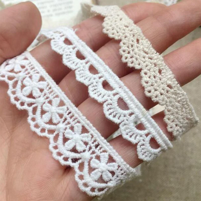 NEW Cotton Embroidered White Beige Flower Lace Fabric Dubai Wide Sewing DIY Trim Applique Ribbon Cord Collar Dress Guipure Decor