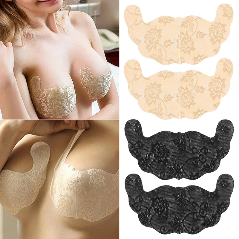 Women Self Adhesive Bra Strapless Invisible Breast Lift Tape Sexy Lace Stick Push Up Pads Women\'s Underwear Plus Size Stickers