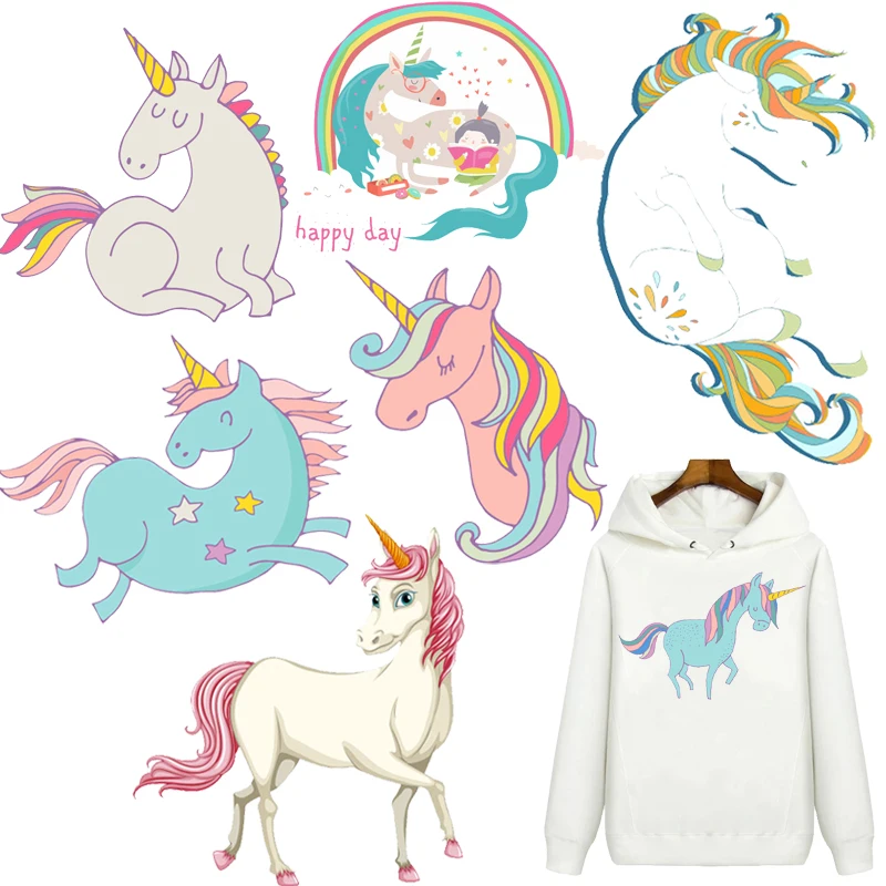 Unicorn Patches Little Pony Thermal Stickers on Clothes Iron-on Transfers for Clothing Thermoadhesive Patch Fabric Diy Applique