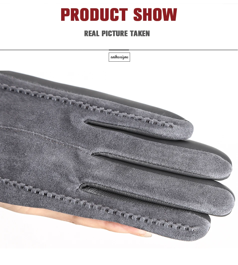 Good Quality Touch Gloves Color Winter Women's Leather Gloves Genuine Suede 50% Genuine Leather 50% Women's Gloves -2007