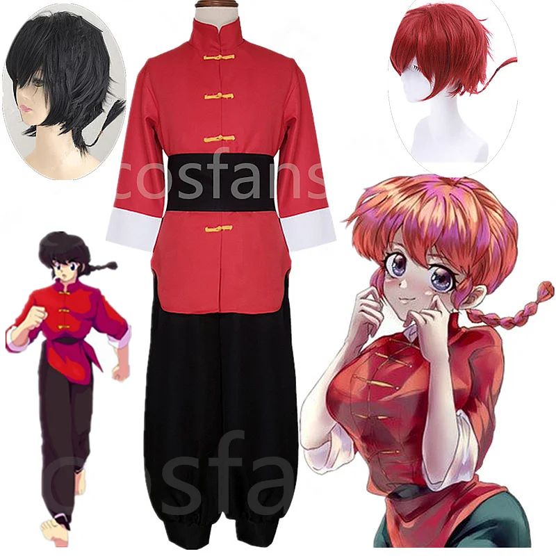 Anime Ranma 1/2 Tendou Akane Cosplay Costume Japanese anime mens womens Chinese Style outfit Costume+wigs in stock custom-made