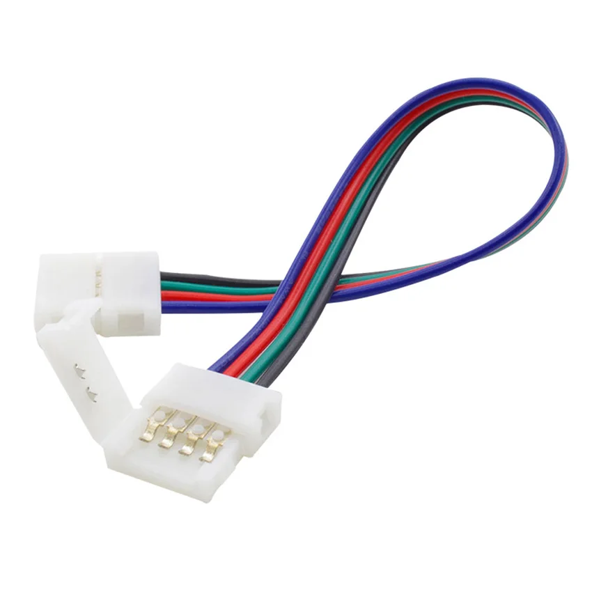 Conector de tira de luz LED SMD 5050 RGB, adaptador de 4 pines, Cable de 10mm, conectores de Cable de placa PCB, sin soldadura, lote de 5 uds.