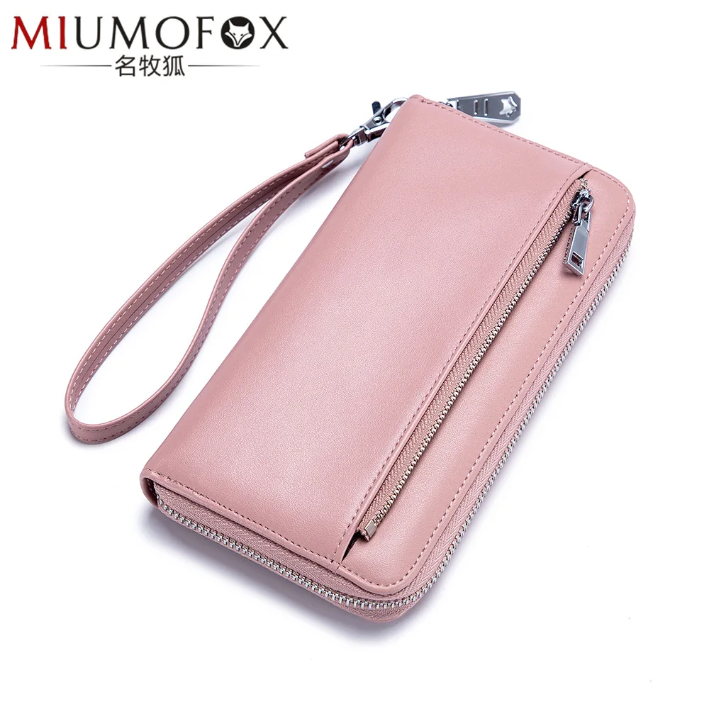 

2020 Fashion New Womens Long Wallet Genuine Leather Ladies Purse Luxury Brand Womens Clutch Bag Phone Wallets Card Holder